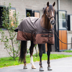 Buiten deken Imperial Riding Customized 400g met hals Donkerbruin / lichtbruin