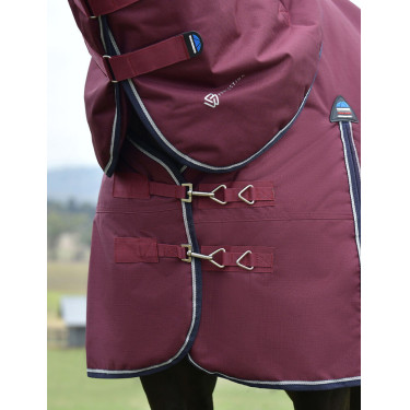 ComFiTec Essential Turnout Weatherbeeta deken 50 g met afneembare hals Bordeaux / marineblauw