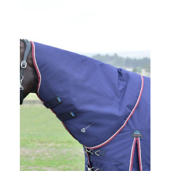 ComFiTec Essential Turnout Weatherbeeta deken 50 g met afneembare hals Marine / bordeaux Blauw