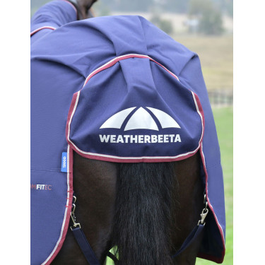 ComFiTec Essential Turnout Weatherbeeta deken 50 g met afneembare hals Marine / bordeaux Blauw