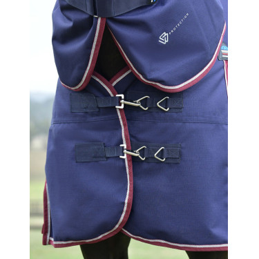 ComFiTec Essential Turnout Weatherbeeta deken 50 g met afneembare hals Marine / bordeaux Blauw