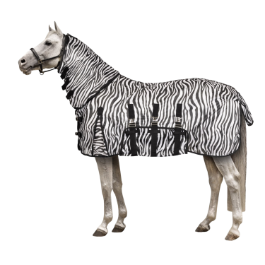 Vliegendeken voor pony met halsstuk Horze Defender Zebra Motieven