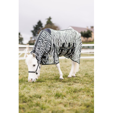 Vliegendeken voor pony met halsstuk Horze Defender Zebra Motieven