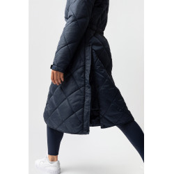 Lange onderjas voor de waterdichte jas Horze Hazel Marine titaan Marineblauw