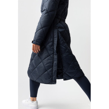 Lange onderjas voor de waterdichte jas Horze Hazel Marine titaan Marineblauw