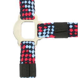 Halster + lijn Equitheme Gevlochten Fuchsia / lichtblauw / marineblauw Roze