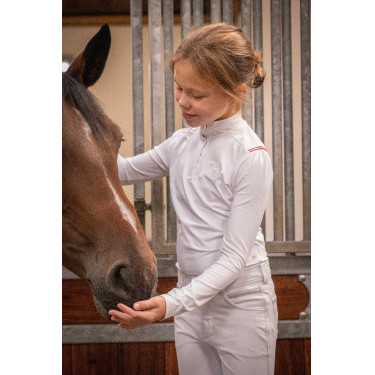 Wedstrijdpolo Eden by PL Brugge Wit / blauw wit rood lint Wedstrijdpolo Eden by PL Brugge Wit / blauw wit rood lint