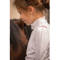 Wedstrijdpolo Eden by PL Brugge Wit / blauw wit rood lint