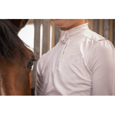 Wedstrijdpolo Eden by PL Brugge Wit / blauw wit rood lint Wedstrijdpolo Eden by PL Brugge Wit / blauw wit rood lint