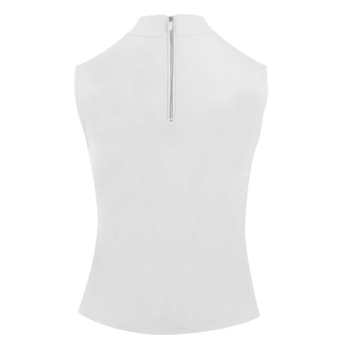 Polo Equithème Puebla zonder mouwen Wit / grijs Polo Equithème Puebla zonder mouwen Wit / grijs