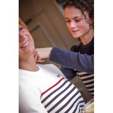 Trui Pénélope x Saint James Maelle Ecru / marine / rood Motieven