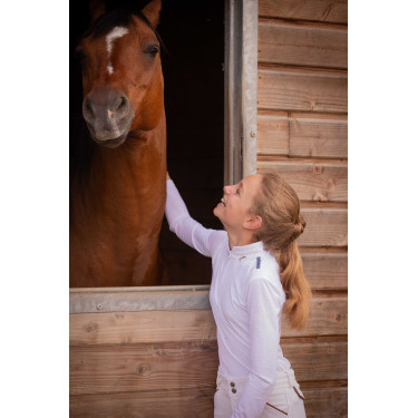 Wedstrijdpolo Pénélope Séville Mesh lange mouwen Wit