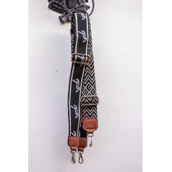 Schouderriem Pénélope Logo Zwart / écru Schouderriem Pénélope Logo Zwart / écru