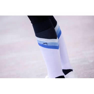 Paardrijsokken Pénélope Fun Blauw / wit