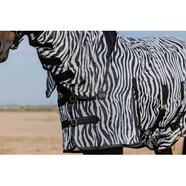 Rijshirt Riding World Belly Mesh Combo Zwart / wit zebrapatroon Motieven