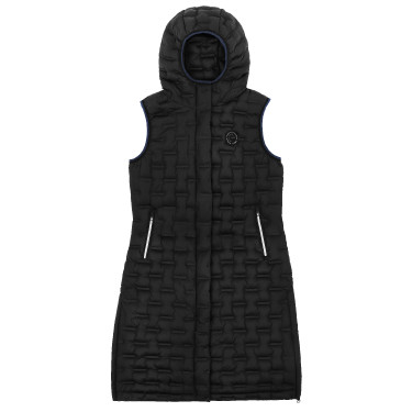 Lange naadloze gewatteerde jas Je t'aime Equithème Navina dames Zwart