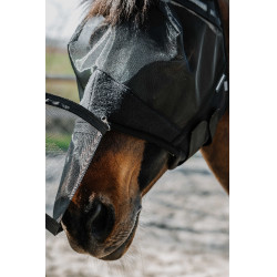 Máscara anti-moscas anti-UV Equithème 2 en 1 Zwart