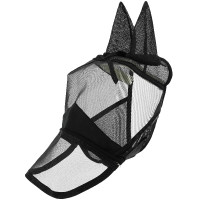 Máscara anti-moscas anti-UV Equithème 2 en 1 Zwart