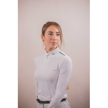 Wedstrijdpolo Pénélope Séville Mesh lange mouwen Wit Wedstrijdpolo Pénélope Séville Mesh lange mouwen Wit