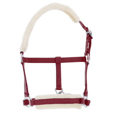 Halster veulen Riding World synthetische schapenvacht Bordeaux