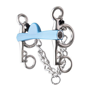 Pelham bit Metalab Flexi halve maan korte scharen Blauw