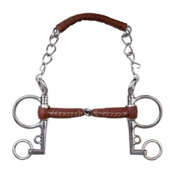 Pelham Metalab ongebroken leren mondstuk zonder knijpwerking