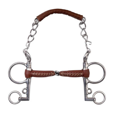 Pelham Metalab ongebroken leren mondstuk zonder knijpwerking