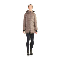 Lange gewatteerde parka Ego7 Era met afneembare capuchon voor dames Tortelduif Bruin