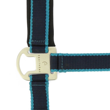 Halster + lijn Equitheme Satiné Marine / turquoise Blauw