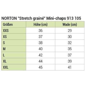 Mini-chaps Norton Stretch gegranuleerd Mini-chaps Norton Stretch gegranuleerd