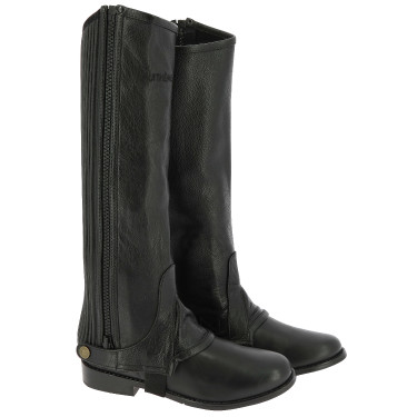 Mini-chaps Equithème leer Zwart