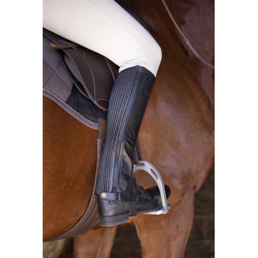 Mini-chaps Equithème leer Zwart