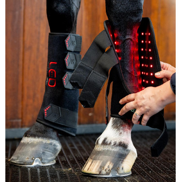 Horseware therapeutische peesbeschermers met rood LED-licht Zwart / zwart