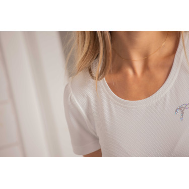 T-shirt Pénélope Techty korte mouwen Ecru Wit