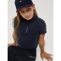 Trainingspolo Palma Tommy Hilfiger Equestrian 1/4 rits Young Rider korte mouwen Woestijnlucht Blauw