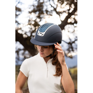 Paardrijcap met kristallen versiering Horze Arix II Rookgrijs