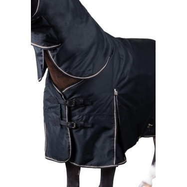 Buitendeken met halsdeken Glasgow 300 g pony Horze Bosbes Grijs