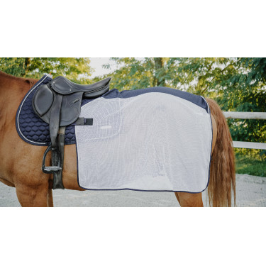 Vierkante Equithème Flycool-zadeldek voor de achterhand Marine / wit Blauw Vierkante Equithème Flycool-zadeldek voor de achterhand Marine / wit Blauw