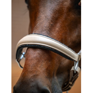 Equestrian Stockholm anatomisch glinsterend lederen halster Zandkleurig Beige