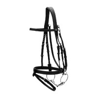 Plat Lederen Hulpteugel Met Musketons Working by Dy'on Zwart