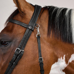 Plat Lederen Hulpteugel Met Musketons Working by Dy'on Zwart