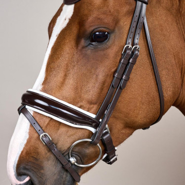 Bridon Working by Dy'on Combiné Neusriem Breed Vernis Witte Voering Bruin