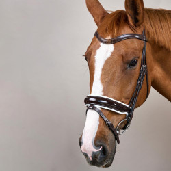 Bridon Working by Dy'on Combiné Neusriem Breed Vernis Witte Voering Bruin