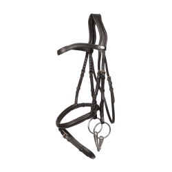 Dy'on gecombineerde neusriem hoofdstel van soepel leer Zwart