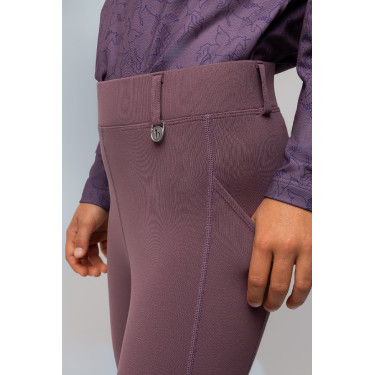 Thermolegging Horze Dea kind met volledige grip Vuursteen Grijs