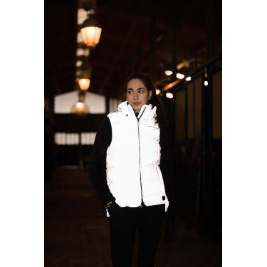 Gewatteerde mouwloze damesbodywarmer Horze reflecterend Reflecterend zilver