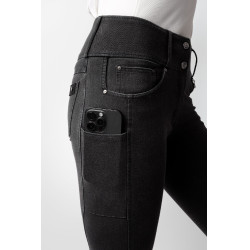 Horze Carolyn denim fullgrip damesrijbroek Zwart