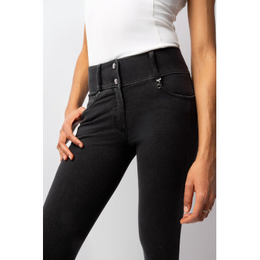 Horze Carolyn denim fullgrip damesrijbroek Zwart