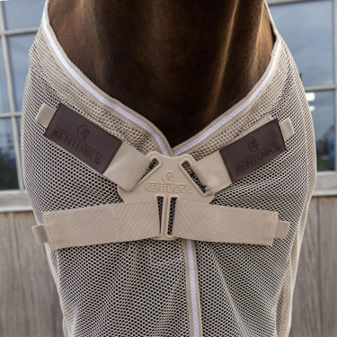 Vliegendeken met buikbescherming Comfort Kentucky Beige met ruitjes