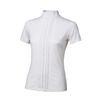 Wedstrijdpolo Tattini meisje met rijen strass-steentjes Wit